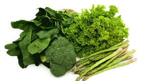 Spinach, broccoli and asparagus make excellent 'alkaline' choices